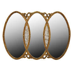 Vintage Italian Gilded Triple Oval Mirror