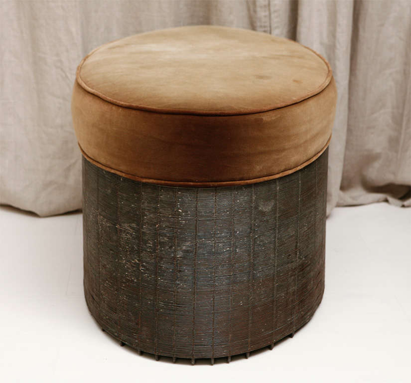 Wire and Velvet Oval Ottoman 1