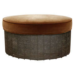 Wire and Velvet Oval Ottoman