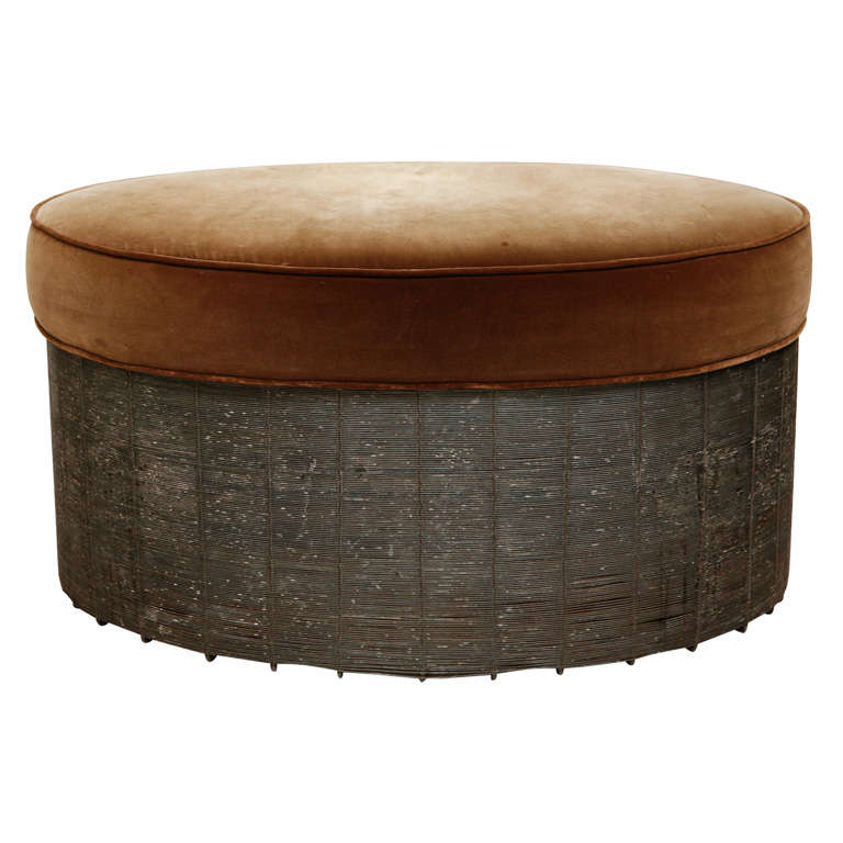 Wire and Velvet Oval Ottoman