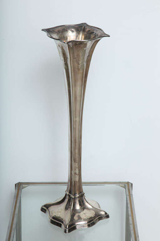 Tall Silver Lily Vase