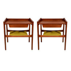 Pair of Jens Risom walnut bedside tables