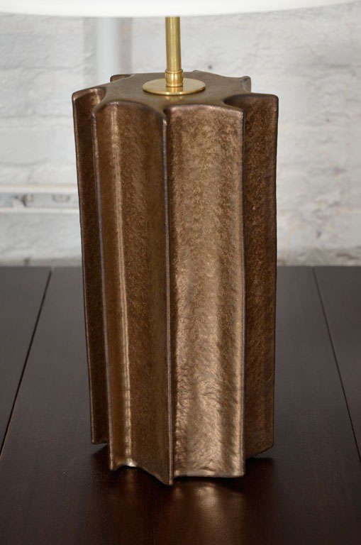 American Handmade stoneware table lamp by Pamela Sunday.