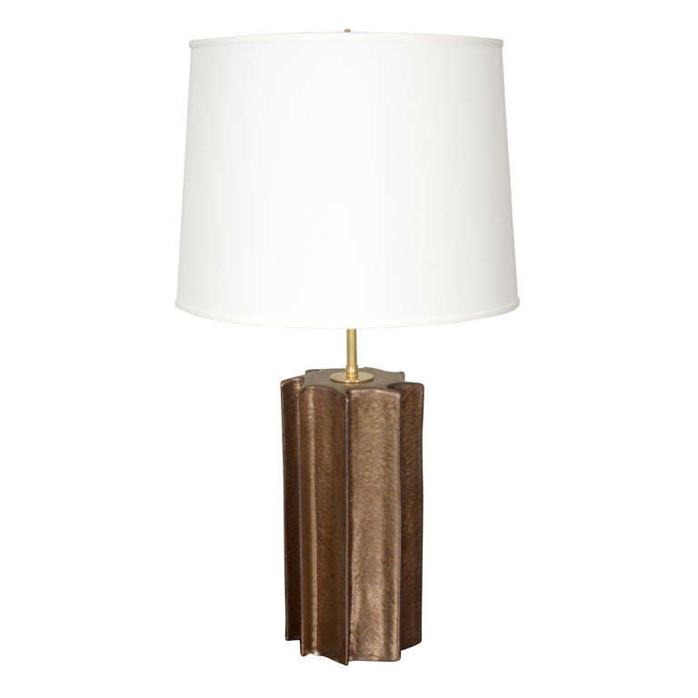 Handmade stoneware table lamp by Pamela Sunday.