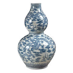Chinese 19th Century Blue and White Double Gourd Form Vase