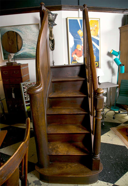 Oak 1890's Library Steps on Wheels