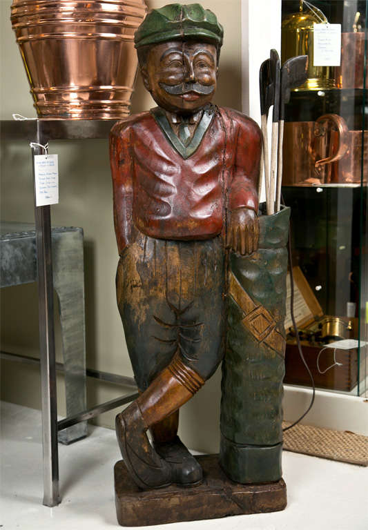 English Carved Wood Golfer. One of a Kind!