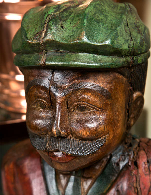 Folk Art English Carved Wood Golfer