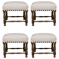 Pair of Upholstered Spanish Stools, c 1920
s