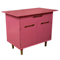 Vintage Pink  Lacquered Double  Cubby  One  Drawer  Cabinet