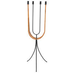 Arthur Umanoff Iron /Rattan Standing Candelabra for Raymor 7