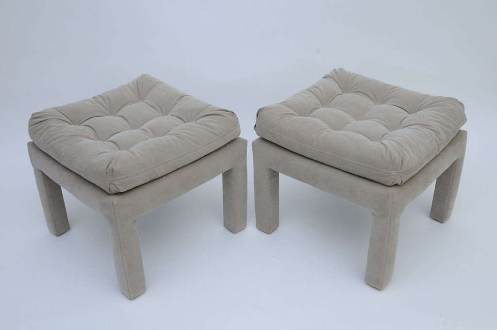 PAIR Large Milo Baughman Tufted Parsons Benches In Excellent Condition In Miami, FL