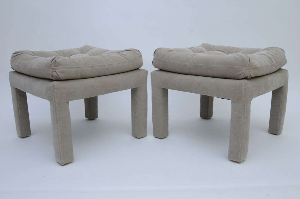 Late 20th Century PAIR Large Milo Baughman Tufted Parsons Benches