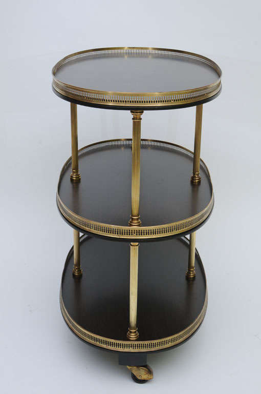 Brass Elegant English Regency Style 3 Tier Tea Cart