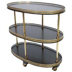 Vintage Elegant English Regency Style 3 Tier Tea Cart