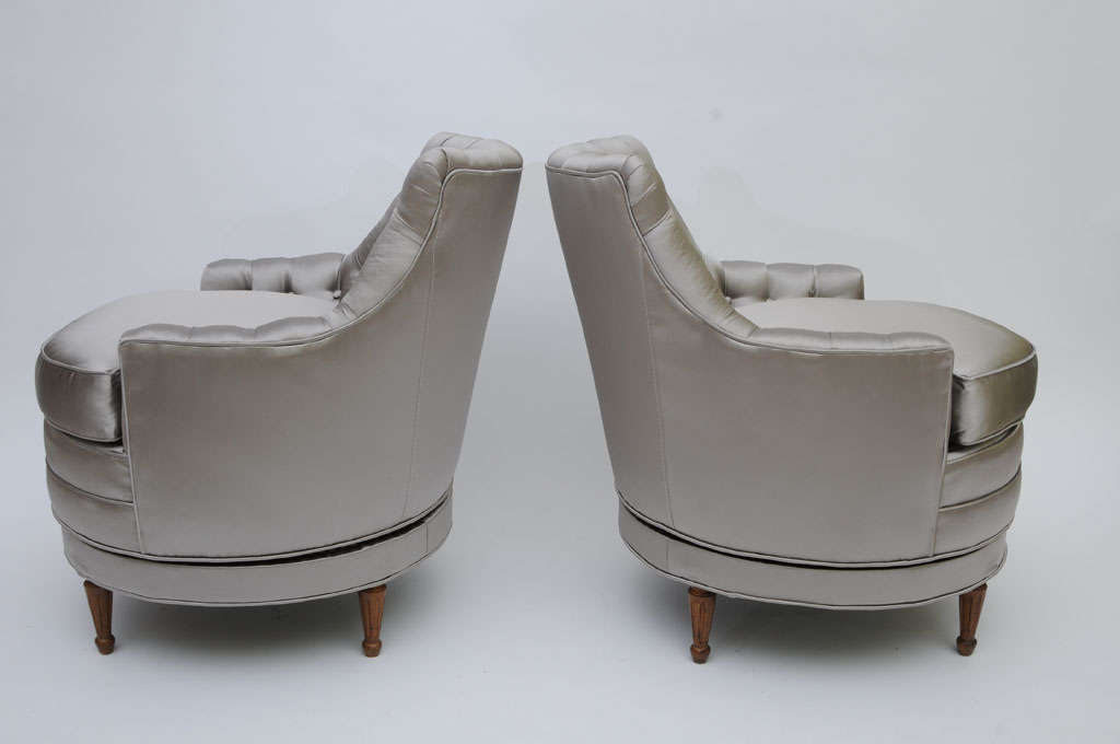 American Charming Tufted Swiveling Boudoir Slipper Chairs