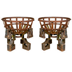 Pair of Architectural Iron Work Planters