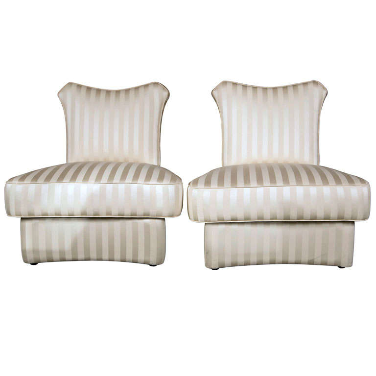 Pair of Slipper Chairs in the style of James Mont. For Sale at 1stDibs
