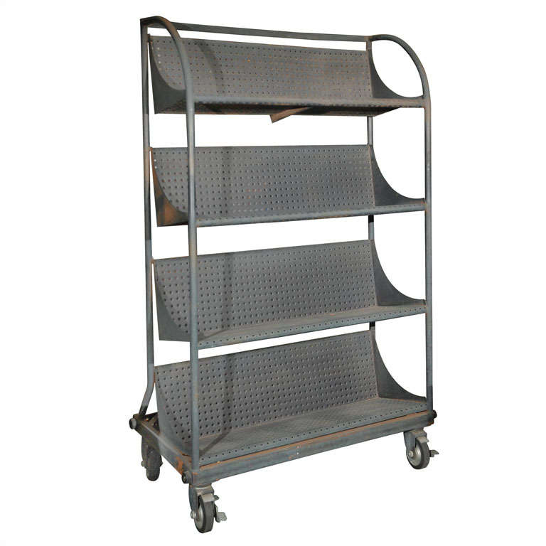 Four Shelf Industrial Rack On Wheels at 1stdibs