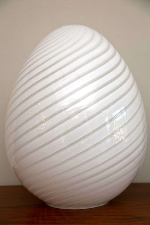 Vintage vietri egg lamps handblown while swirled glass.