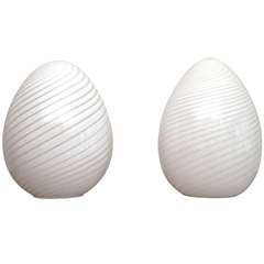 Pair of Murano Egg Lamps by Venini
