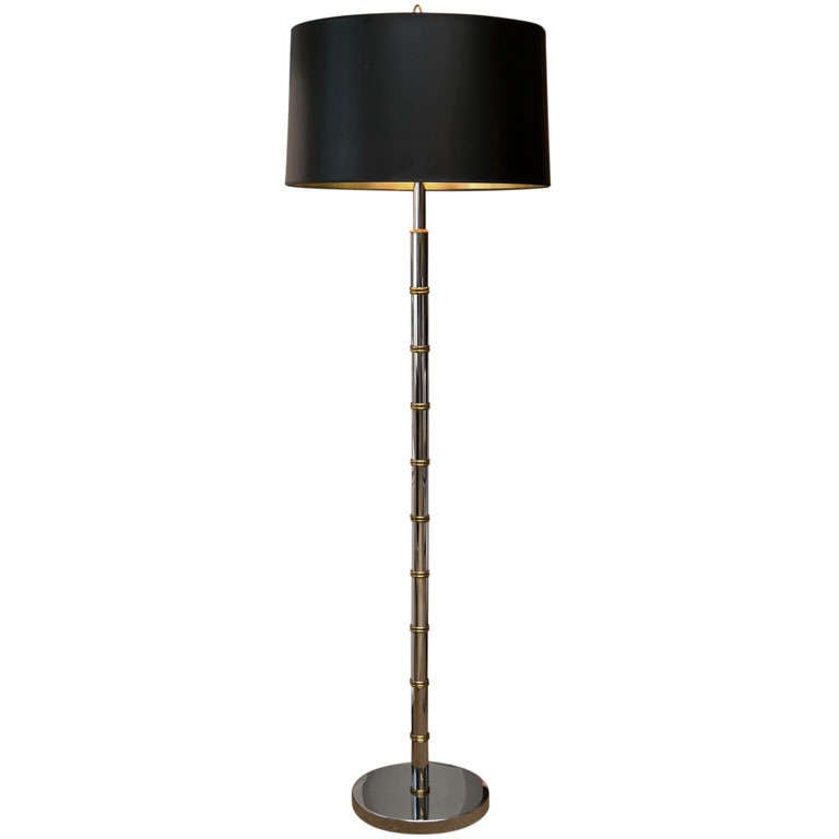 Chrome and Brass Floor Lamp at 1stdibs
