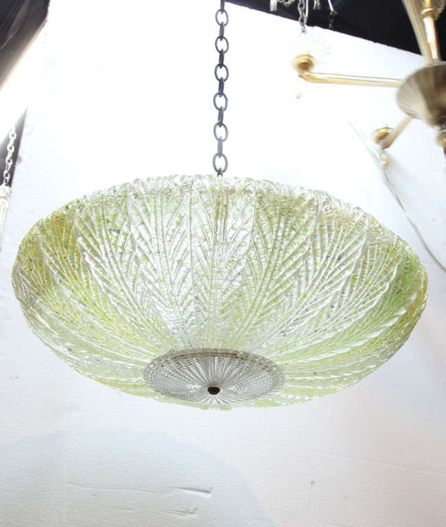 Green Murano ceiling light by Cenedese, circa 1940s.