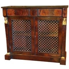19th c Regency grill door console cabinet