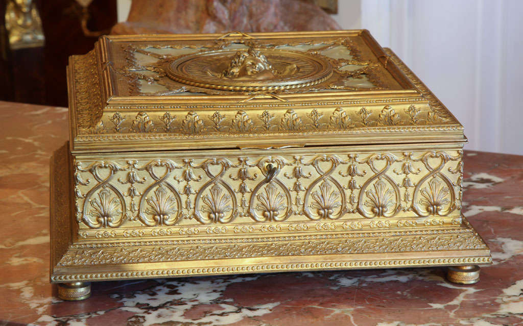19th Century Bronze Dore and Mother of Pearl Large Box
