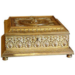 19th Century Bronze Dore and Mother of Pearl Large Box
