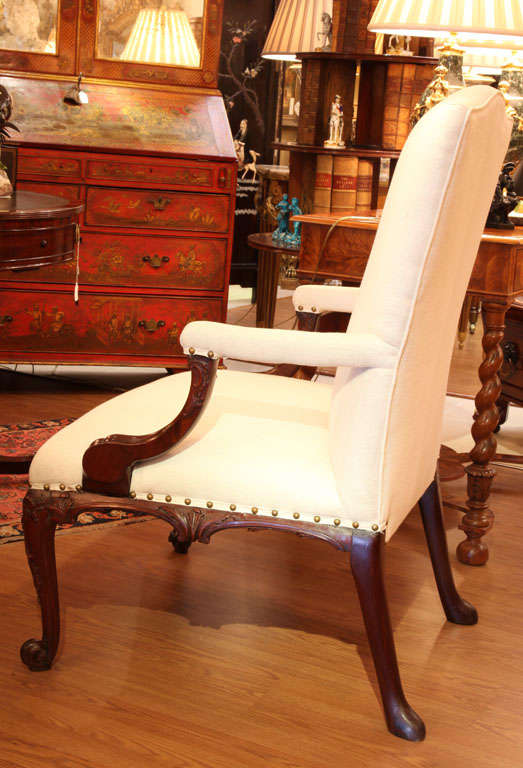 20th Century 19th c. Chippendale English Mahogany Open Armchair