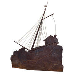 Mid-20th Century "Fishing Boat" Exterior Wall Decoration