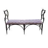 Vintage Painted Metal Faux Bamboo Bench