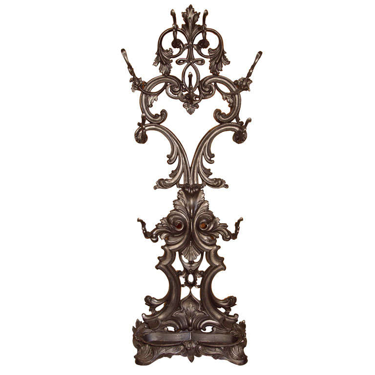 Victorian Cast Iron Scrollwork  Hall Tree