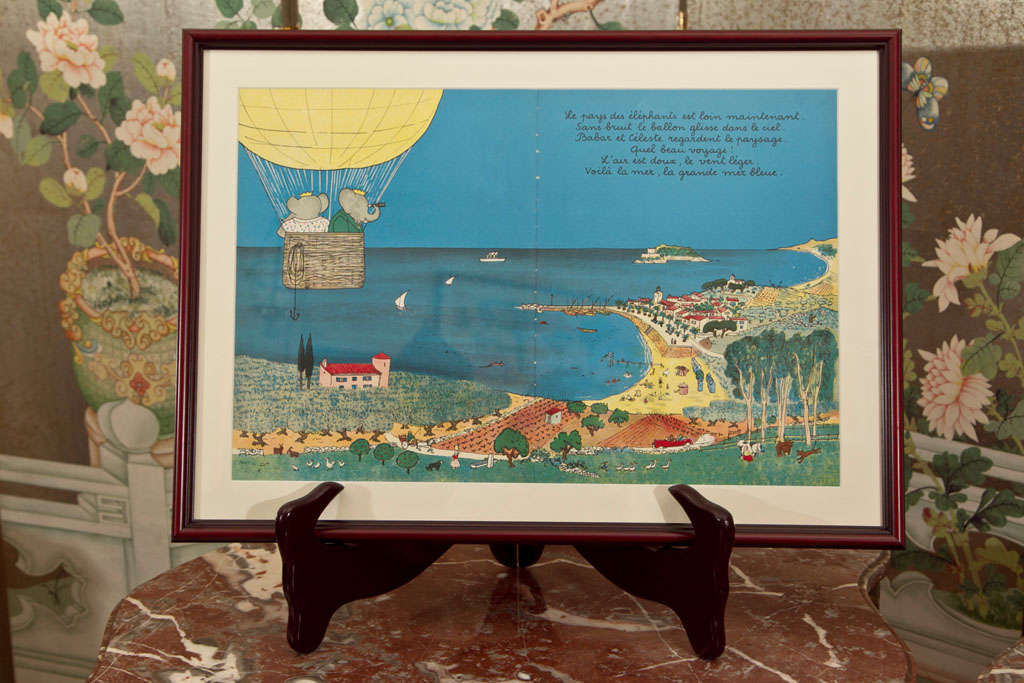 professionally framed illustrations from a Swiss edition of La Voyage De Babar.  Priced individually