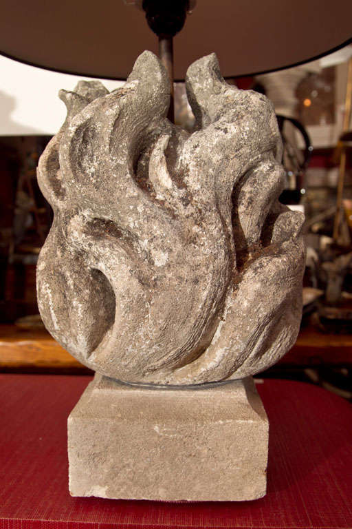 Pair of Carved Stone Flame Finials as Table Lamps at 1stDibs