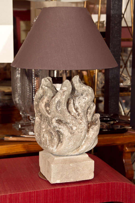 Pair of Carved Stone Flame Finials as Table Lamps at 1stDibs