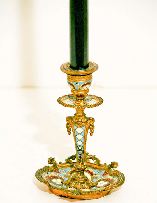 French Cloisonne Candlestick