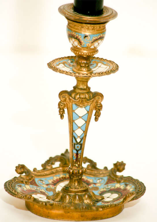 French Cloisonne Candlestick For Sale at 1stDibs