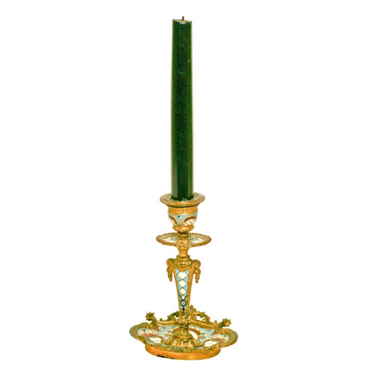 French Cloisonne Candlestick For Sale at 1stDibs