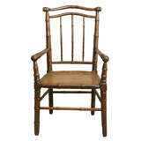 1900's French Faux Bamboo Beech & Cherrywood Armchair