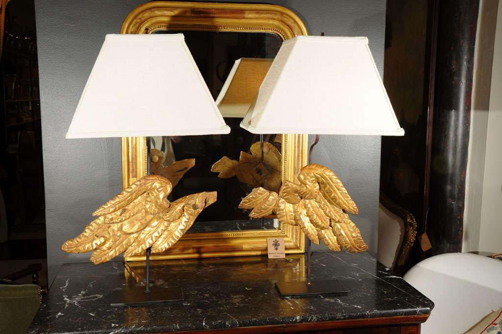 18th Century Italian Angel Wing Lamps In Excellent Condition In Houston, TX