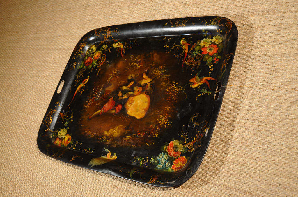 French 19th Century Painted Tole Tray For Sale