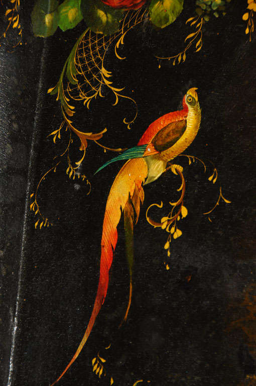 Hand-Painted 19th Century Painted Tole Tray For Sale