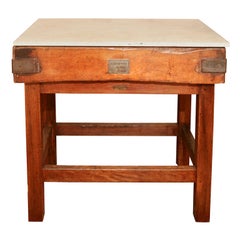 Antique Original butcher block with marble top