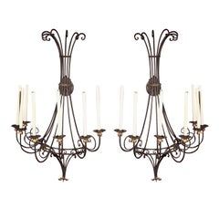 Large Pair of Wrought Iron Sconces