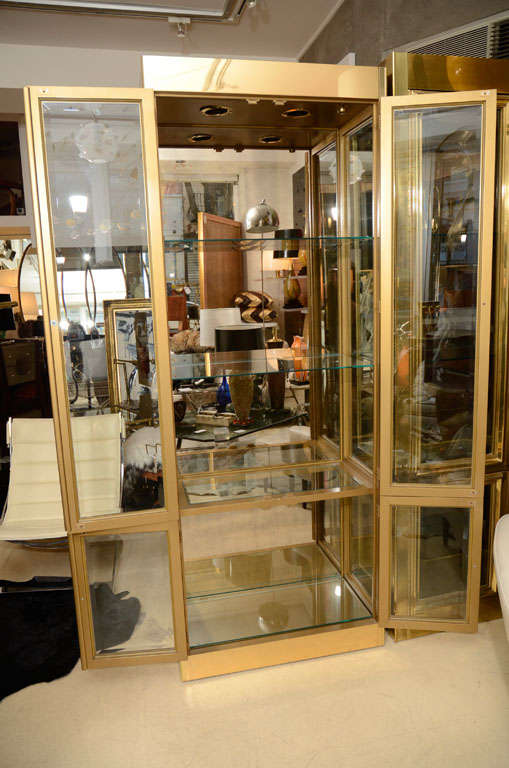 American Vitrine Cabinet by Mastercraft, Polished Brass, circa 1960, Tall