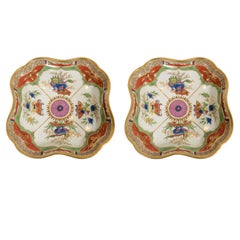 A Pair of Worcester Porcelain Squares