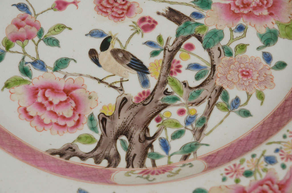 18th Century and Earlier A Large  18th Century Famille Rose Chinese Export Charger