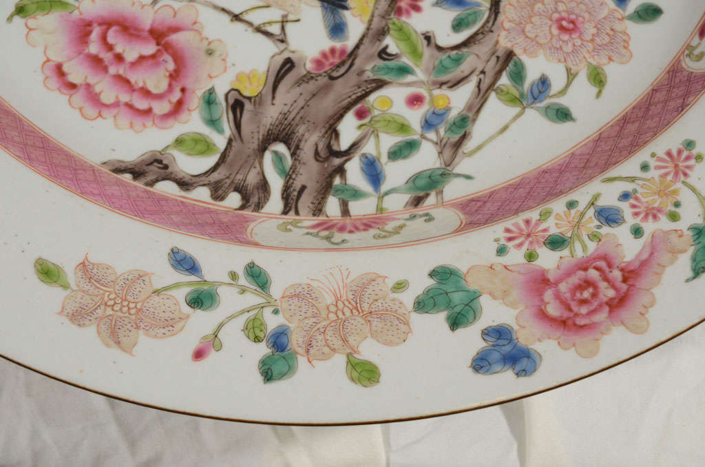 Porcelain A Large  18th Century Famille Rose Chinese Export Charger
